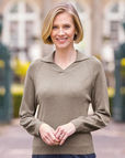 Merino Tawny Collared V Neck Jumper