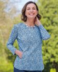 Abigail Cotton 3/4 Sleeve Patterned Tunic Top