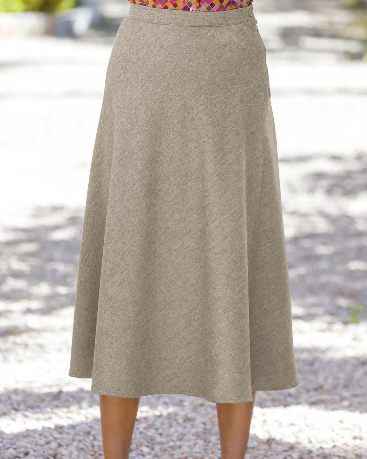 Ladies Flannel flattering bias cut, lined Skirt. Sizes 10-24.