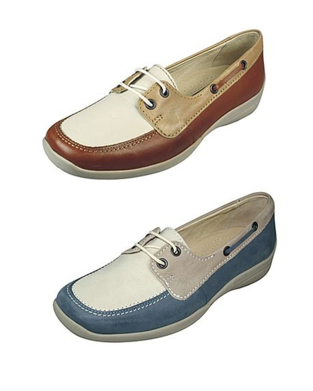 Classic, supersoft leather lace up shoe in two tone shades.