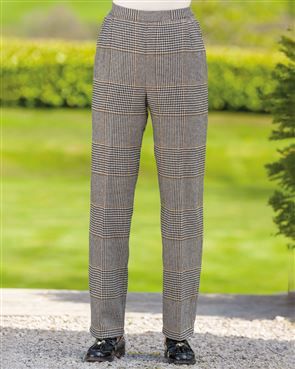 MS Checked Straight Leg PullOn Trousers
