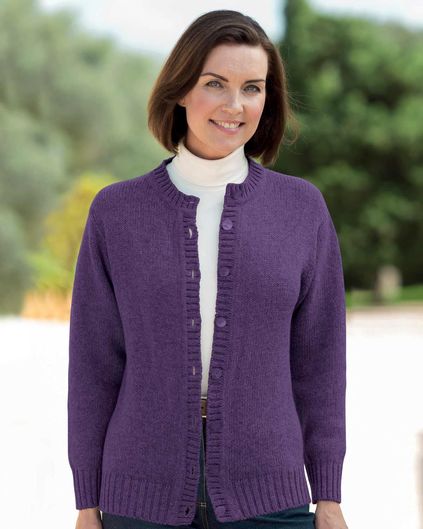 Ladies Purple Shetland Cardigan | Country Collection