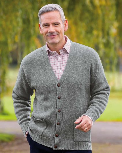 Mens grey 2025 cardigan sweater