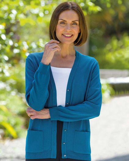Ladies Merino Wool Green Cardigan | Country Collection