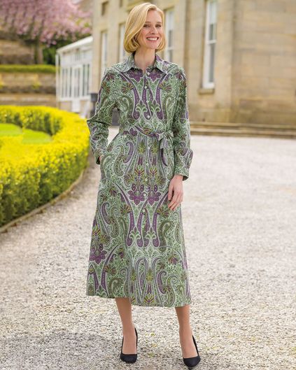 Maisie Long Sleeve Patterned Shirt Dress | Country Collection