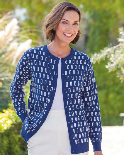 Rosa Patterned Long Sleeve Cotton Cardigan | Country Collection