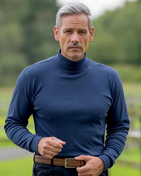 Pure Cotton Navy Polo Neck 