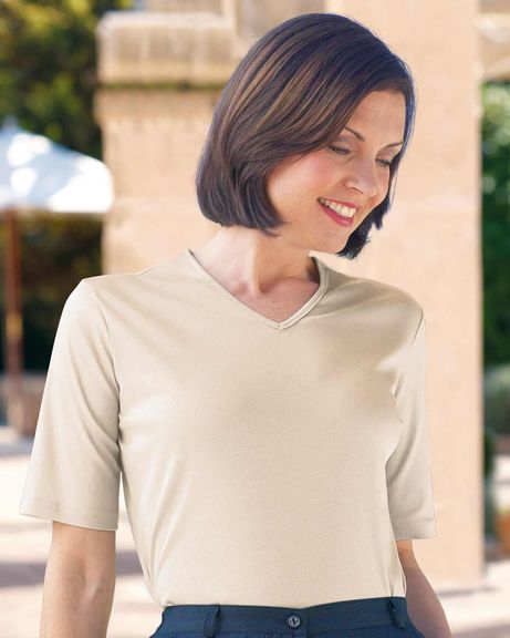 Silky Cotton V Neck Top 