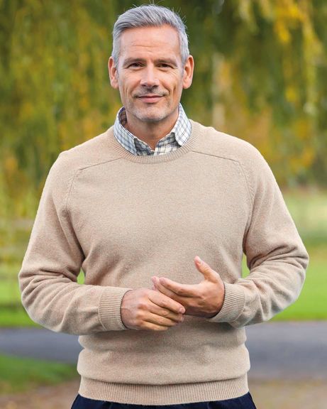 Mens Pebble Lambswool Crew Neck Sweater