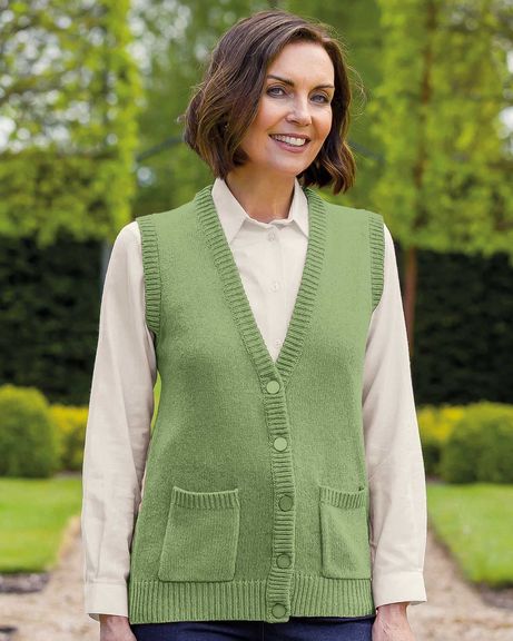 Ladies Kiwi Green Shetland Waistcoat