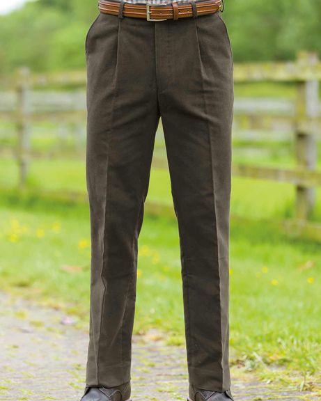 Mens Dark Brown Moleskin Trousers