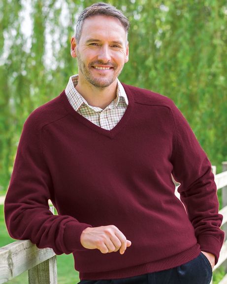 Lambswool V Neck Sweaters  Mens