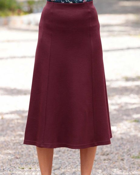 Wool Blend Pull on Claret Skirt