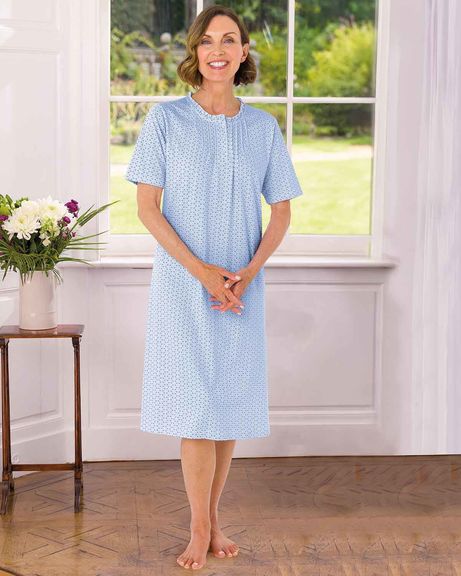 Quinn Blue Short Sleeve Cotton Nightdress