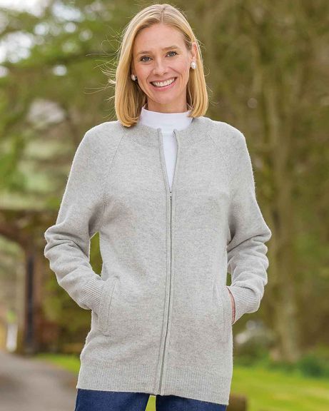 Julie Long Sleeve Zipped Lambswool Cardigan