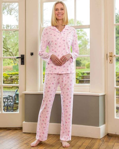 Slenderella Patricia Long Sleeve Cotton Mix Pyjamas