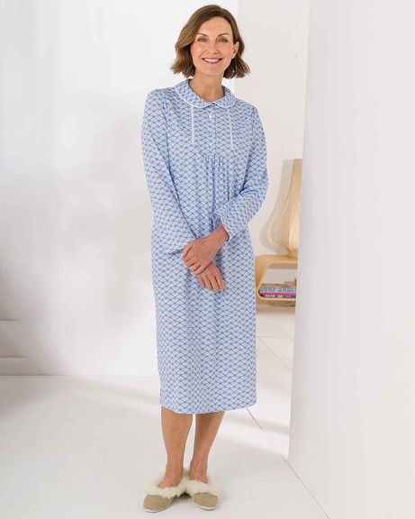 Jemma Patterned Long Sleeve Cotton Nightdress