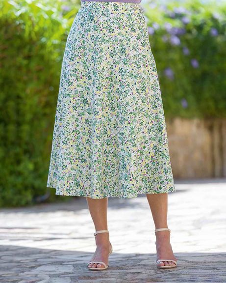 Bessie Pure Cotton Floral Lined Skirt