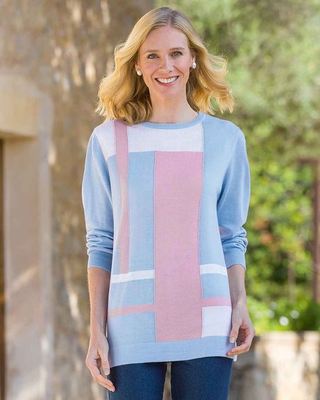 Meredith Colour Block Wool Mix Sweater