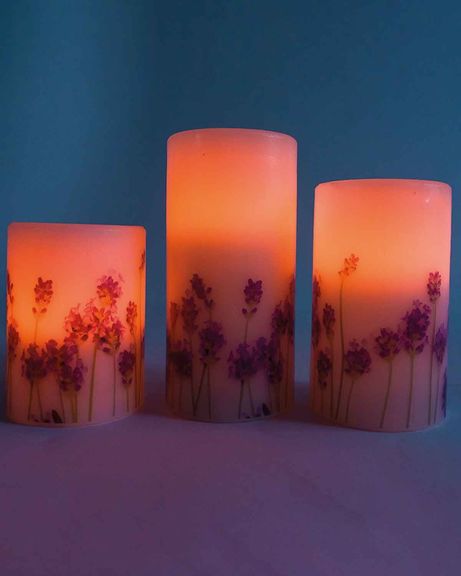 3 Piece Floral Candle Set