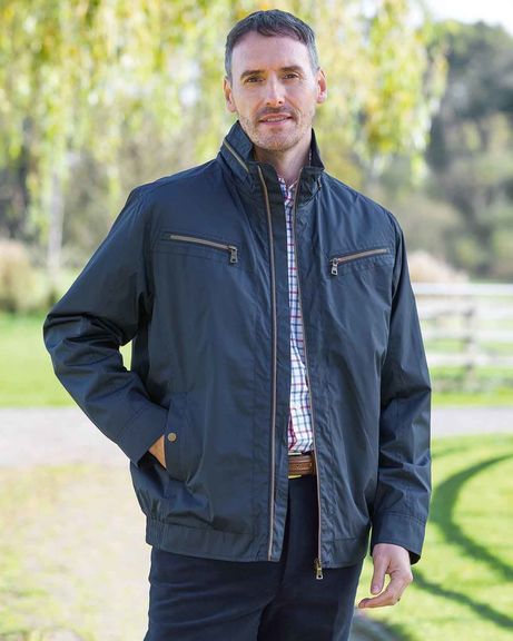 Mens Desmond Showerproof Navy Coat