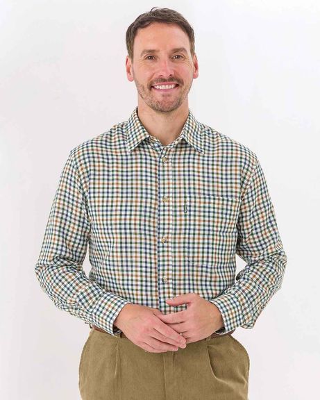 York Mens Long Sleeve Casual Check Shirt