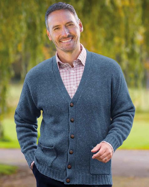 mens navy cardigan