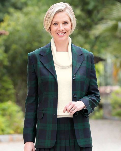 ladies black watch tartan coat