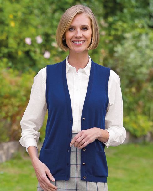 Ladies Merino Wool Knitted Waistcoat Available in 13 Colours