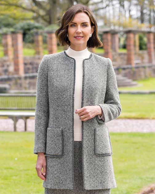 womens grey tweed coat