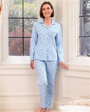 Ladies Freda Pyjamas in a warm pure cotton jersey fabric